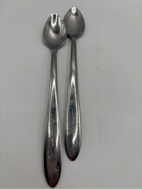 LOT of 2 Mar-Crest Marcrest Atomic Starburst Stainless Iced Tea Spoon MCM USA